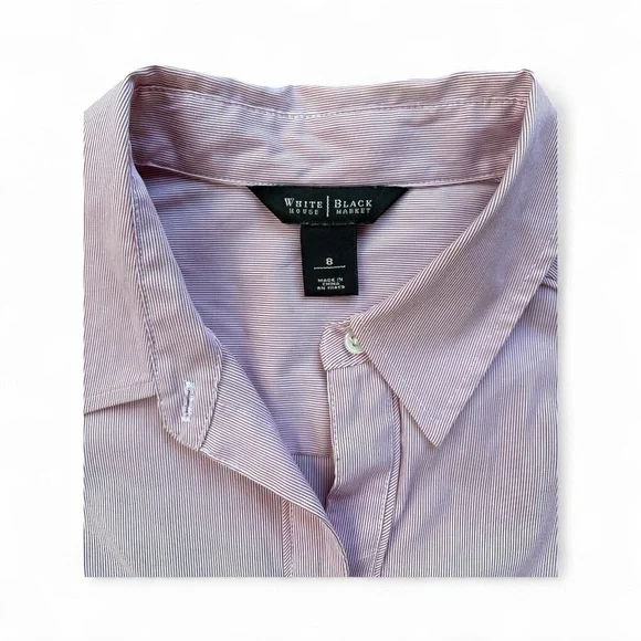White House Black Market Lavender Striped Shirt - Picture 5 of 6